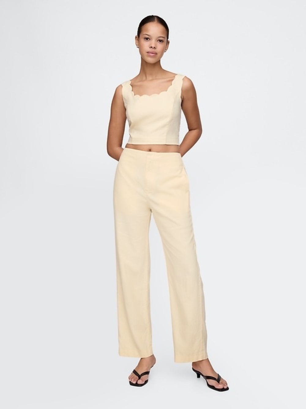 NWT 10 tall Gap linen blend relaxed straight pant